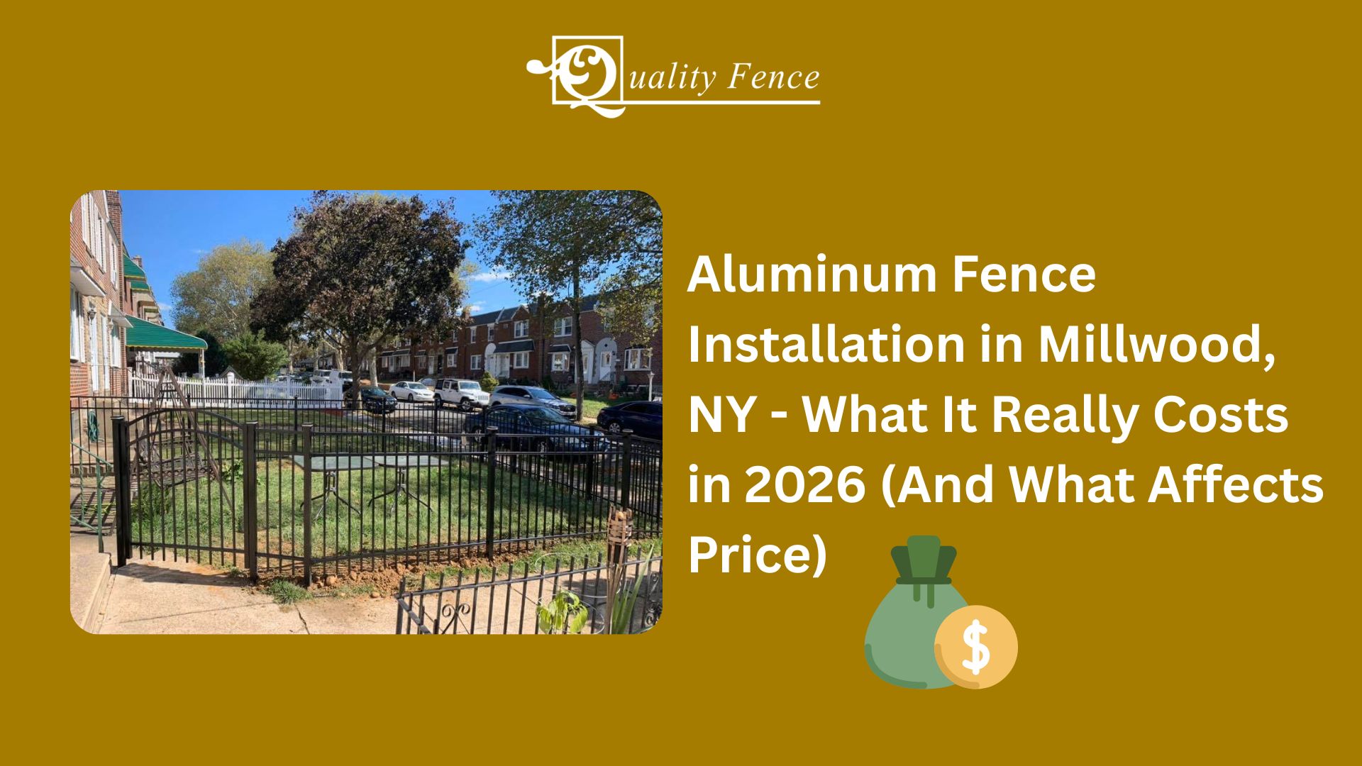 Blogs 10 Aluminum fence installation in Millwood, NY showing black ornamental panels and gate